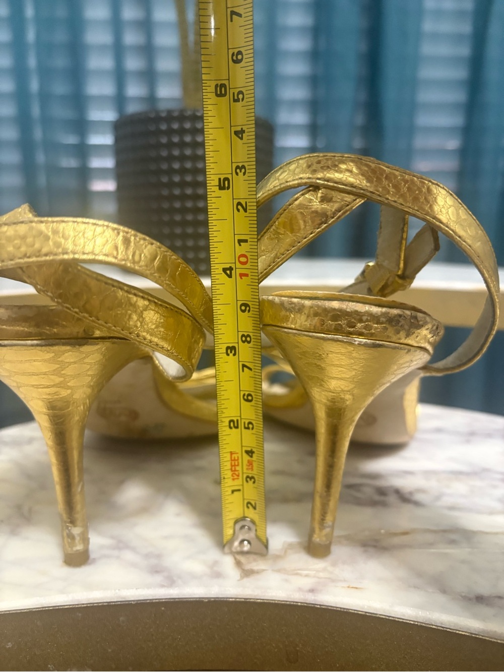 Michael Kors Gold Livvy Ankle Strap Heeled Sandals.